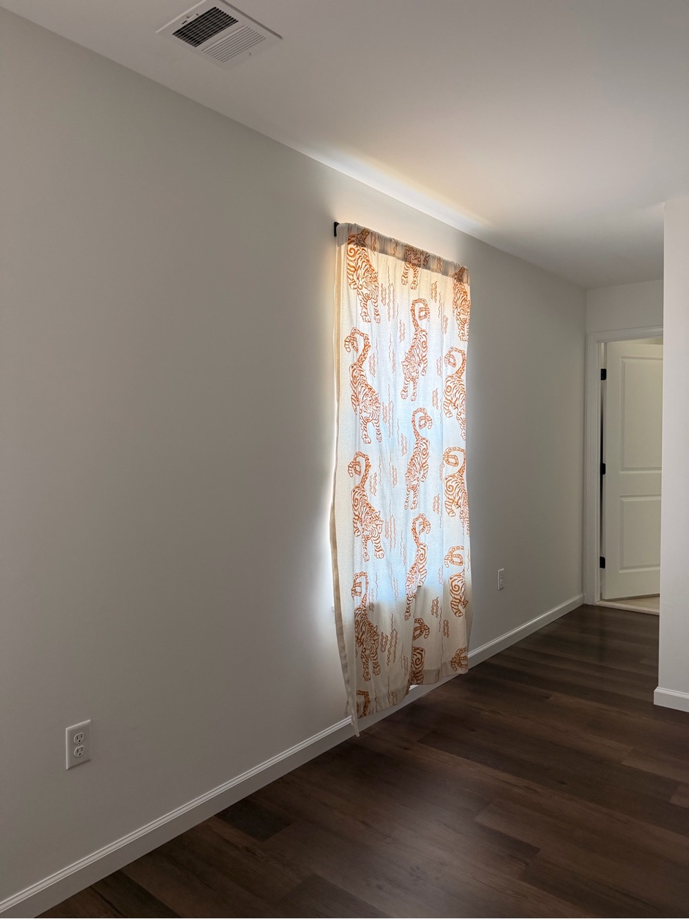 Set of 2 Anthropologie White Sheer Curtain Panel with Orange Paisley Motif